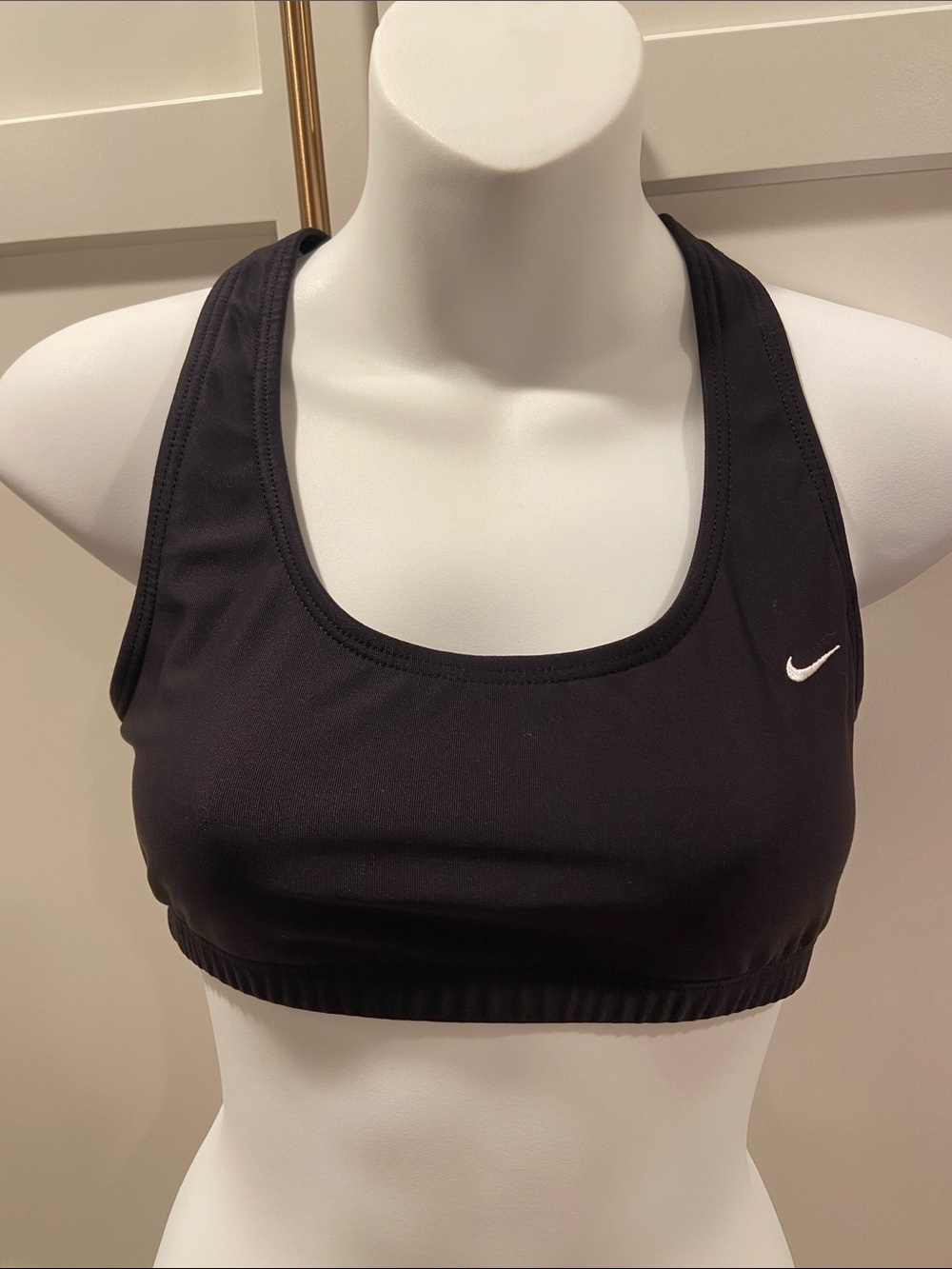 Nike Black Racerback Sports Bra with White Swoosh